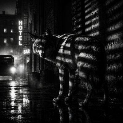 animal standing in natural pose — Film Noir Aesthetic