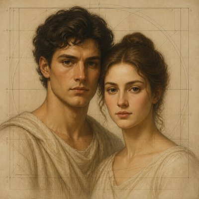portrait of two people together — Classical Proportion Art Style