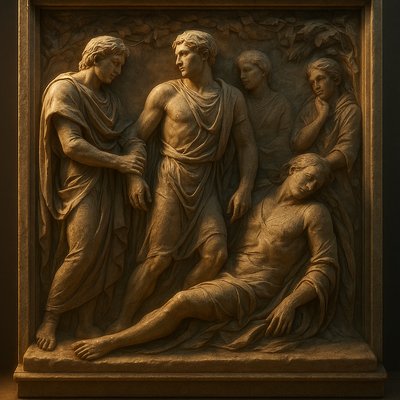 a sculpture of a man laying on the ground