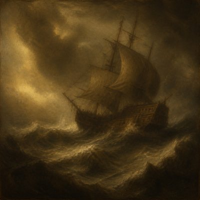 sailing ship on a stormy sea