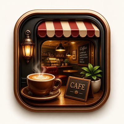 cozy cafe interior with warm lighting
