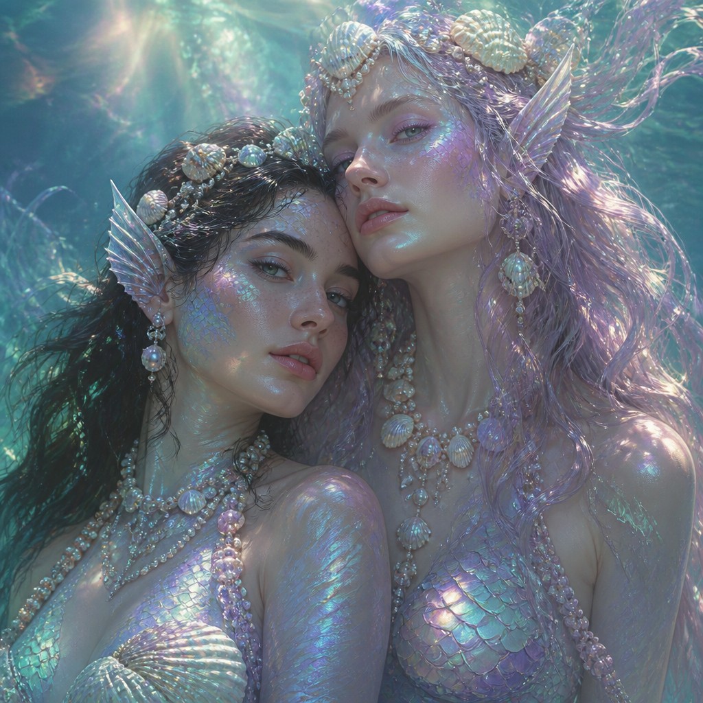 portrait of two people together — Mermaidcore Aesthetic