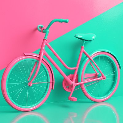 bicyle resting against a wall