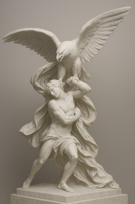 a statue of a man holding a bird