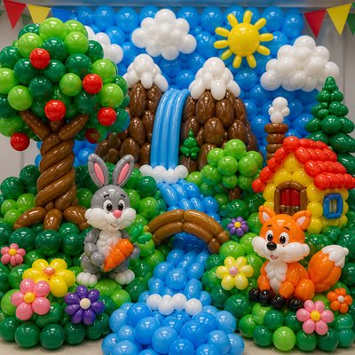 wide landscape with natural scenery — Balloon Art Style