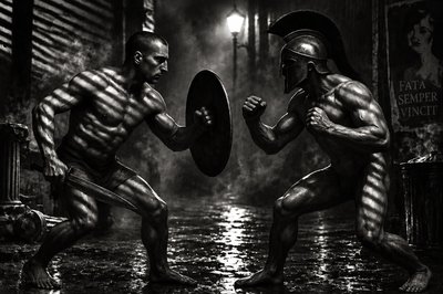 a couple of men standing next to each other