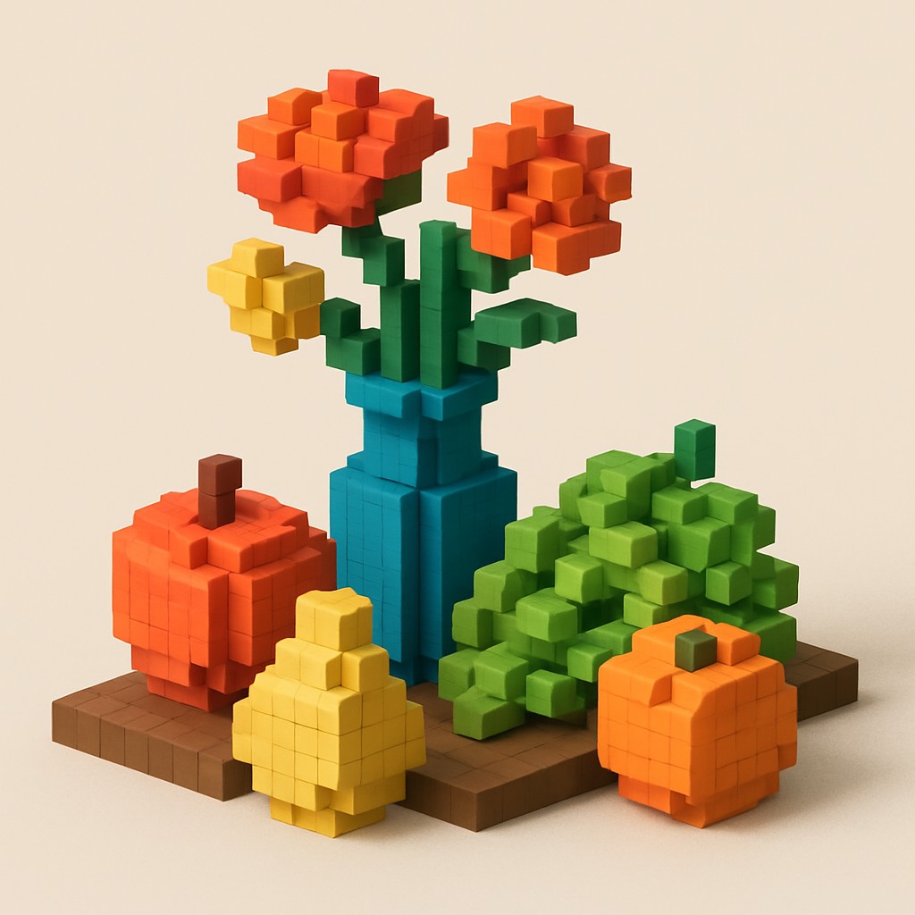 still life arrangement of fruits and flowers