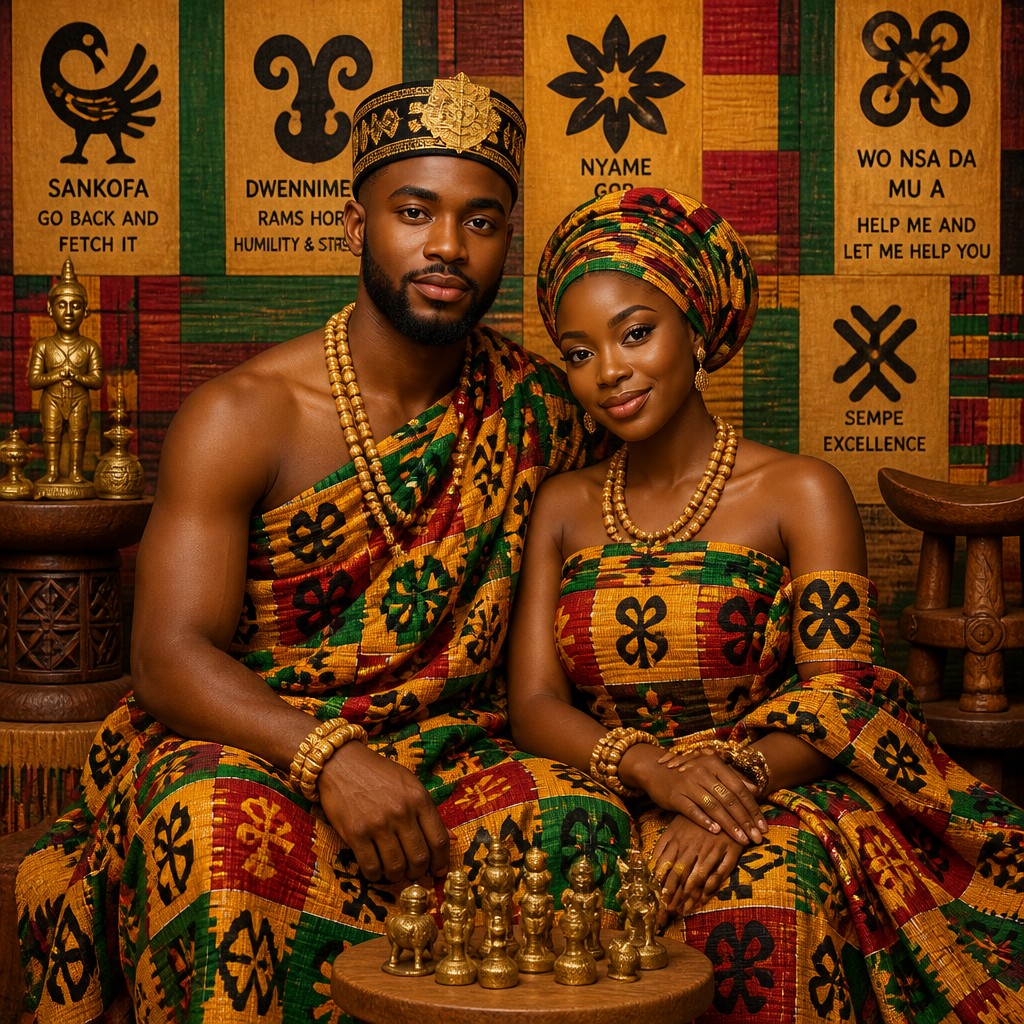 portrait of two people together — Ghanaian Art Style