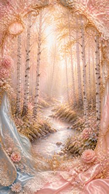 a serene birch forest in soft morning light, no people, no text