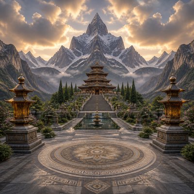 wide landscape with natural scenery — Perfect Symmetry Art Style