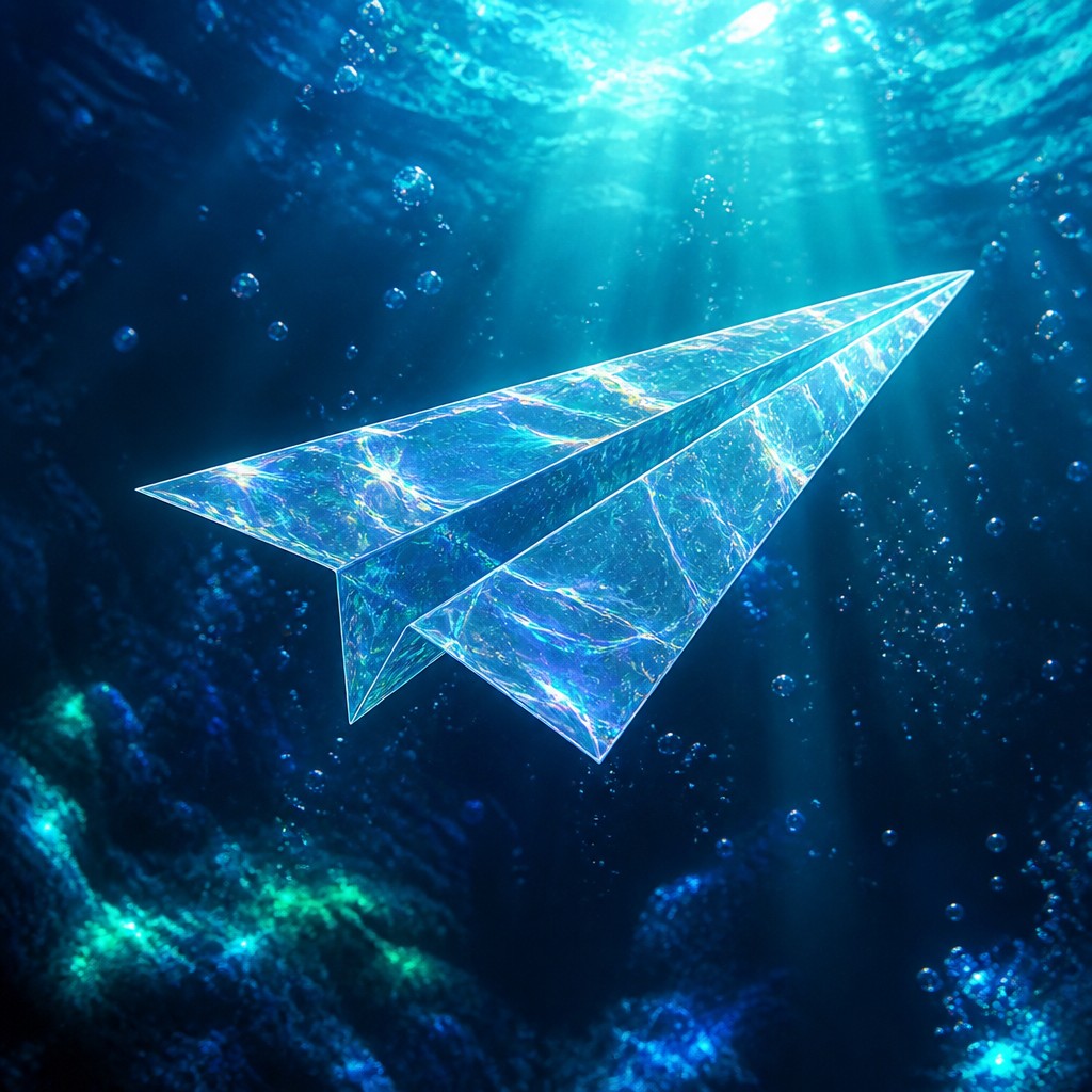 a paper plane, clean minimal composition on a plain background, no text