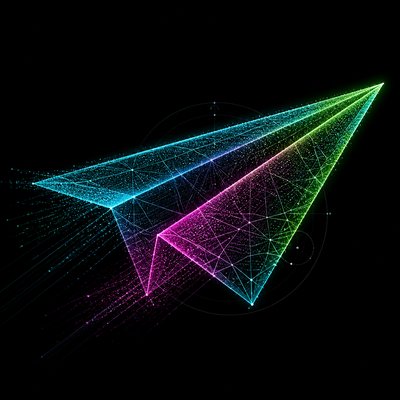 a paper plane, clean minimal composition on a plain background, no text