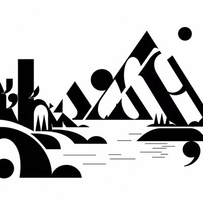 wide landscape with natural scenery — Typographic Minimalism Art Style