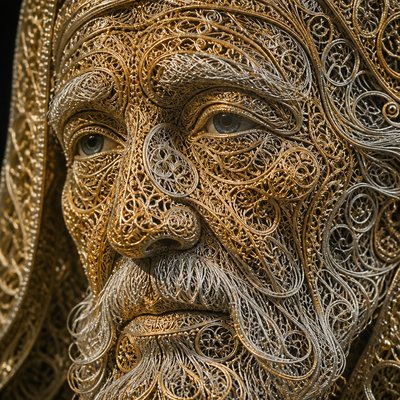 close-up portrait of an elderly person with expressive weathered features