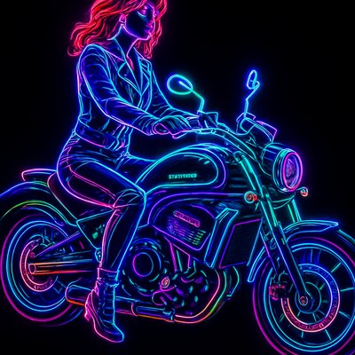 red haired lady on a Kawasaki Vulcan S