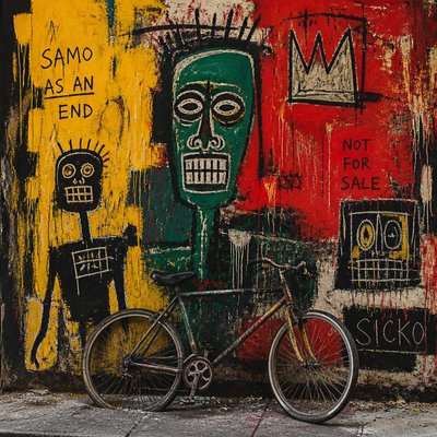 bicyle resting against a wall
