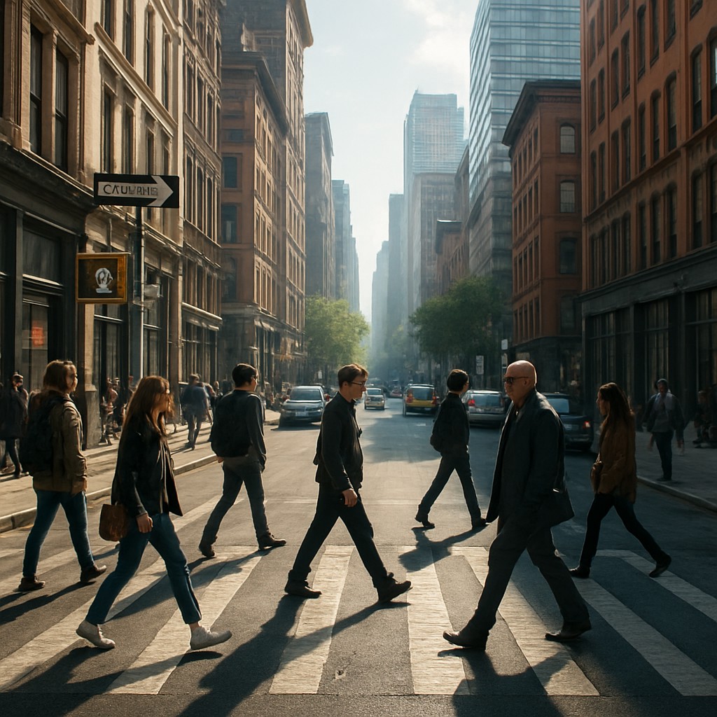 urban street with city activity