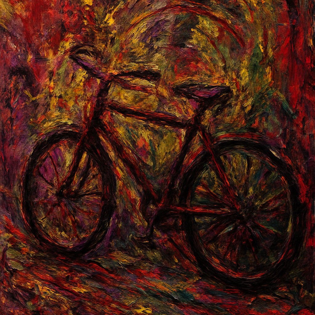 bicyle resting against a wall