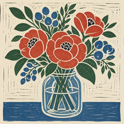 bouquet of flowers in a glass vase