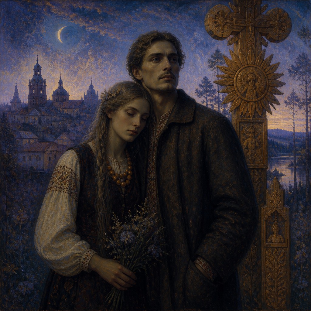 portrait of two people together — Lithuanian Art Style