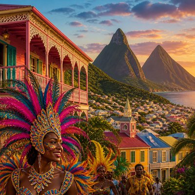wide landscape with natural scenery — Saint Lucian Art Style