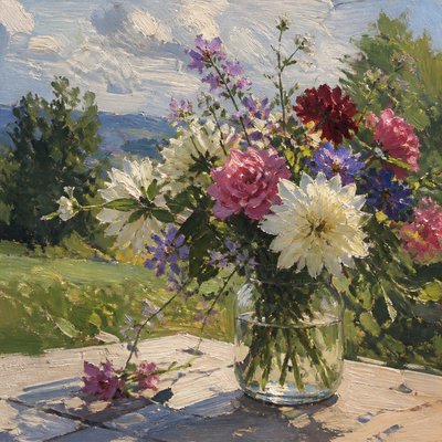 bouquet of flowers in a glass vase