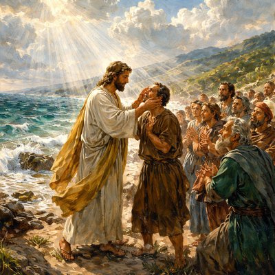 “And were beyond measure astonished, saying, He hath done all things well: he maketh both the deaf to hear, and the dumb to speak.” (Mark 7:37, KJV)
Setting is found “And again, departing from the coasts of Tyre and Sidon, he came unto the sea of Galilee, through the midst of the coasts of Decapolis.” (Mark 7:31, KJV)
