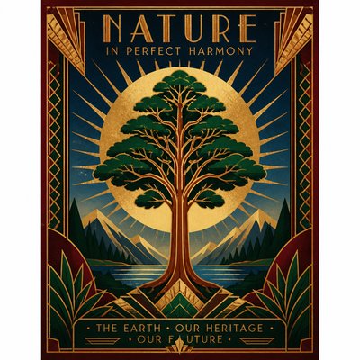 a tree in nature — Art Deco Poster Design