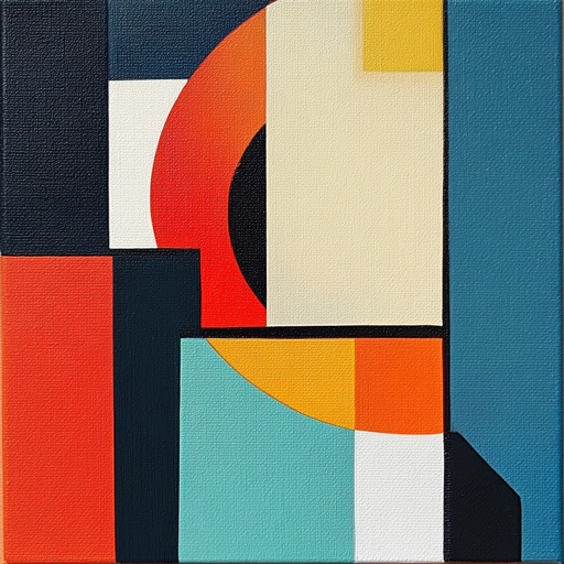 Geometric abstract painting with balanced composition in the art style of Bauhaus --v 6.1