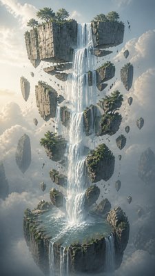 towering waterfall cascading down a cliff