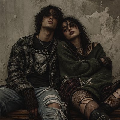 portrait of two people together — Grunge Fashion Style