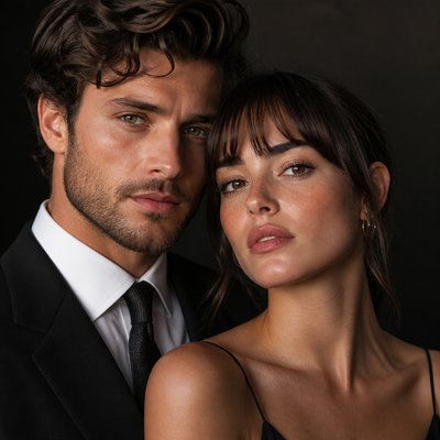 portrait of two people together — Photorealism Art Style