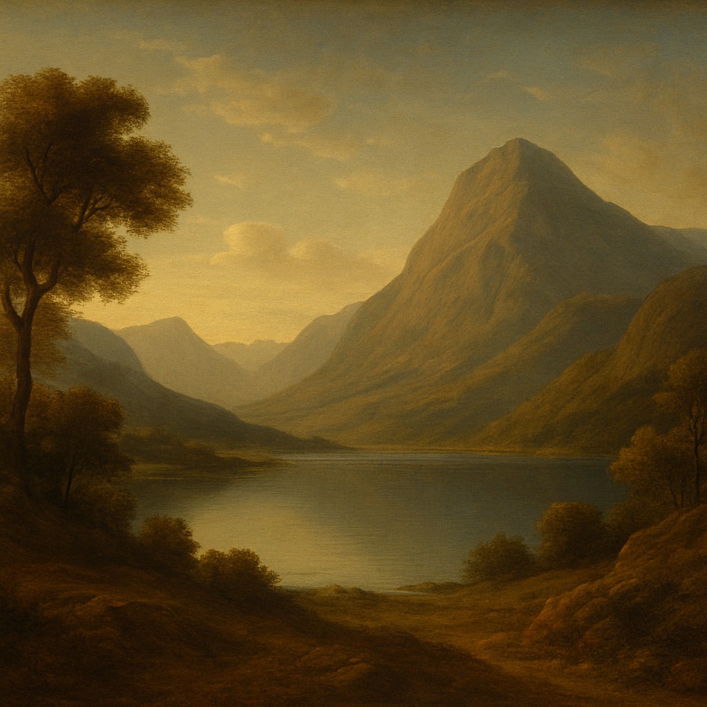 serene landscape with mountains and water
