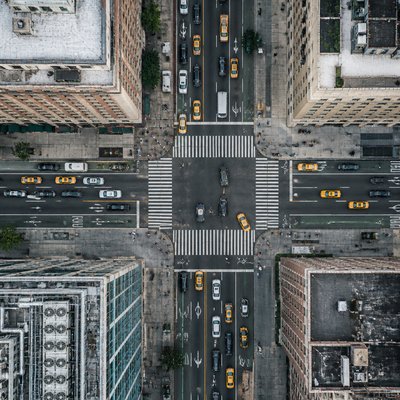 urban street with city activity