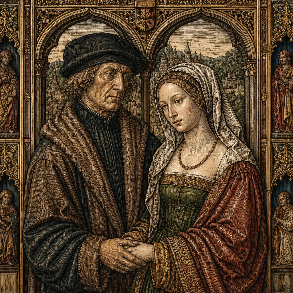 portrait of two people together — Nuremberg Art Style