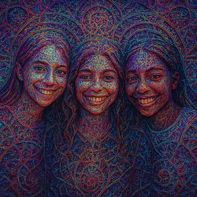a group of three girls standing next to each other