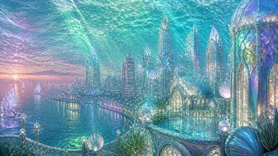 a city skyline panorama at dusk with glowing windows, no people
