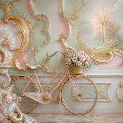 bicyle resting against a wall
