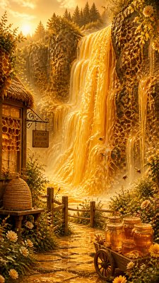 towering waterfall cascading down a cliff