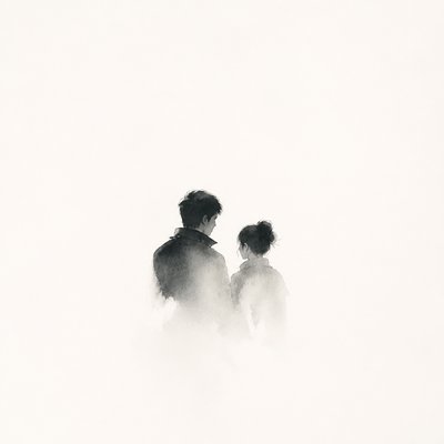 portrait of two people together — Negative Space Art Style