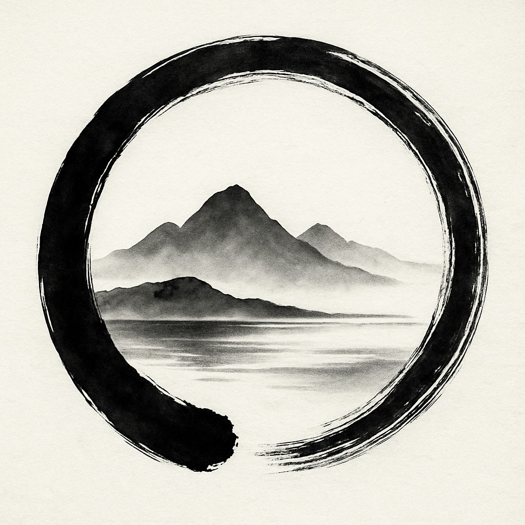 serene landscape with mountains and water