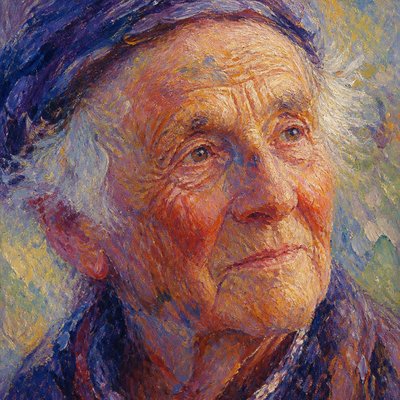 close-up portrait of an elderly person with expressive weathered features