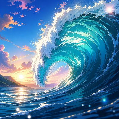 a large ocean wave curling and cresting