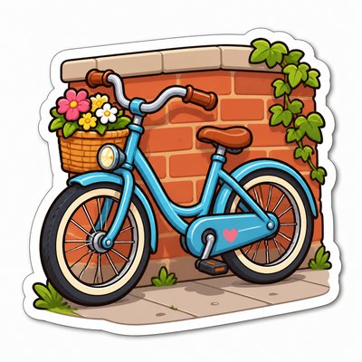 bicyle resting against a wall