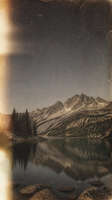 a tranquil mountain lake beneath a starry night sky, no people, no text