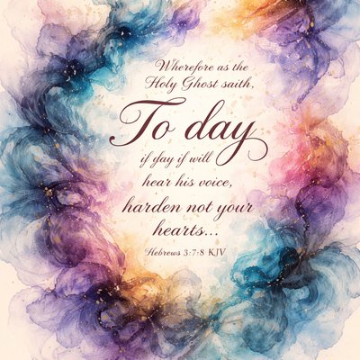 Wherefore as the Holy Ghost saith, To day if ye will hear his voice, harden not your hearts..
(Hebrews 3:7-8a KJV)
