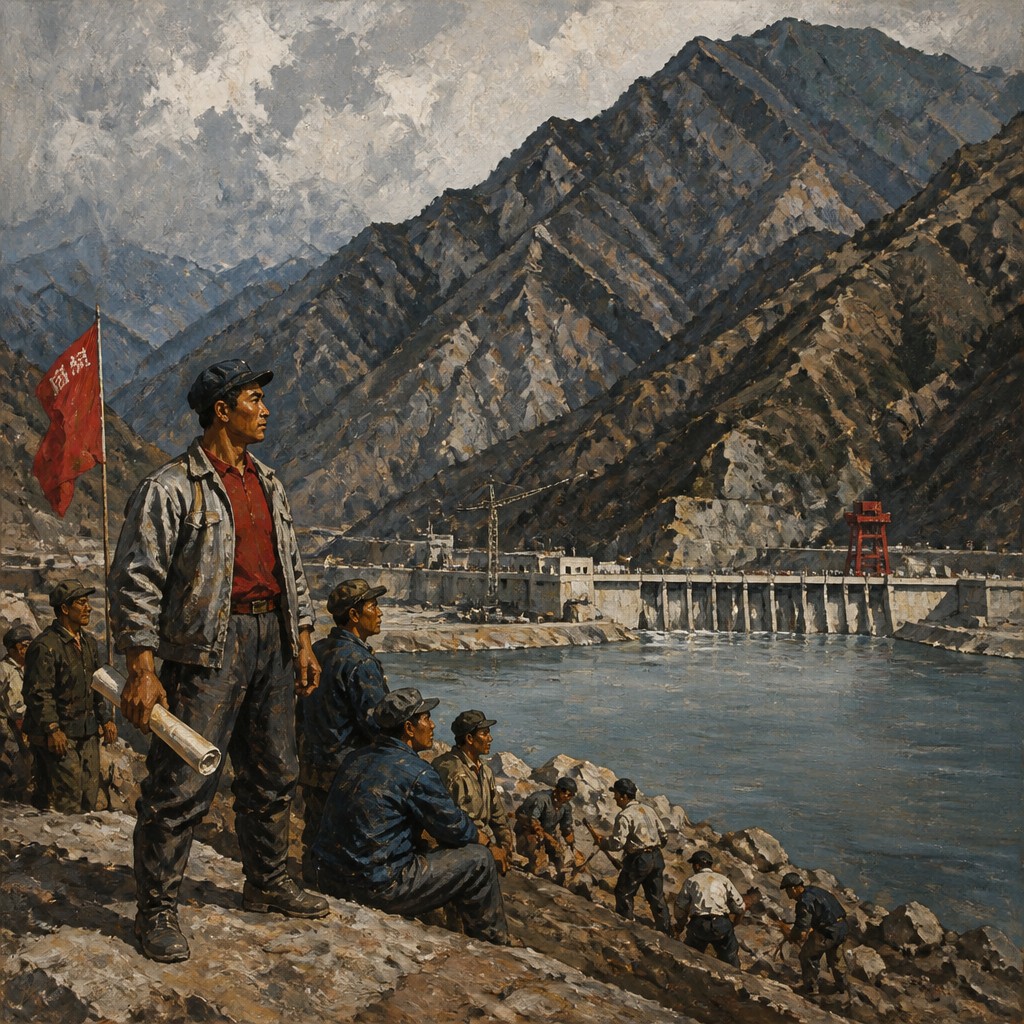 serene landscape with mountains and water