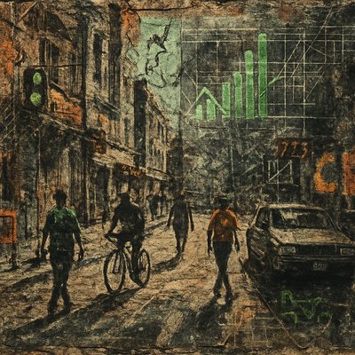 urban street with city activity