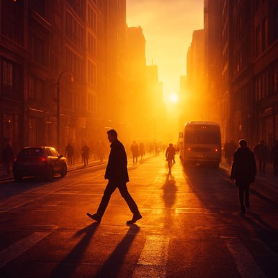 urban street with city activity