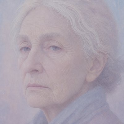 close-up portrait of an elderly person with expressive weathered features